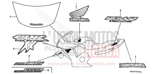 RAYURE/MARQUE (X/Y/1/2/3/4) CBR1100XX1 de 2001